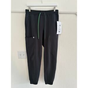 NWT Fabletics Mens Medium All Shift Scrub Joggers Black Huter Green READ